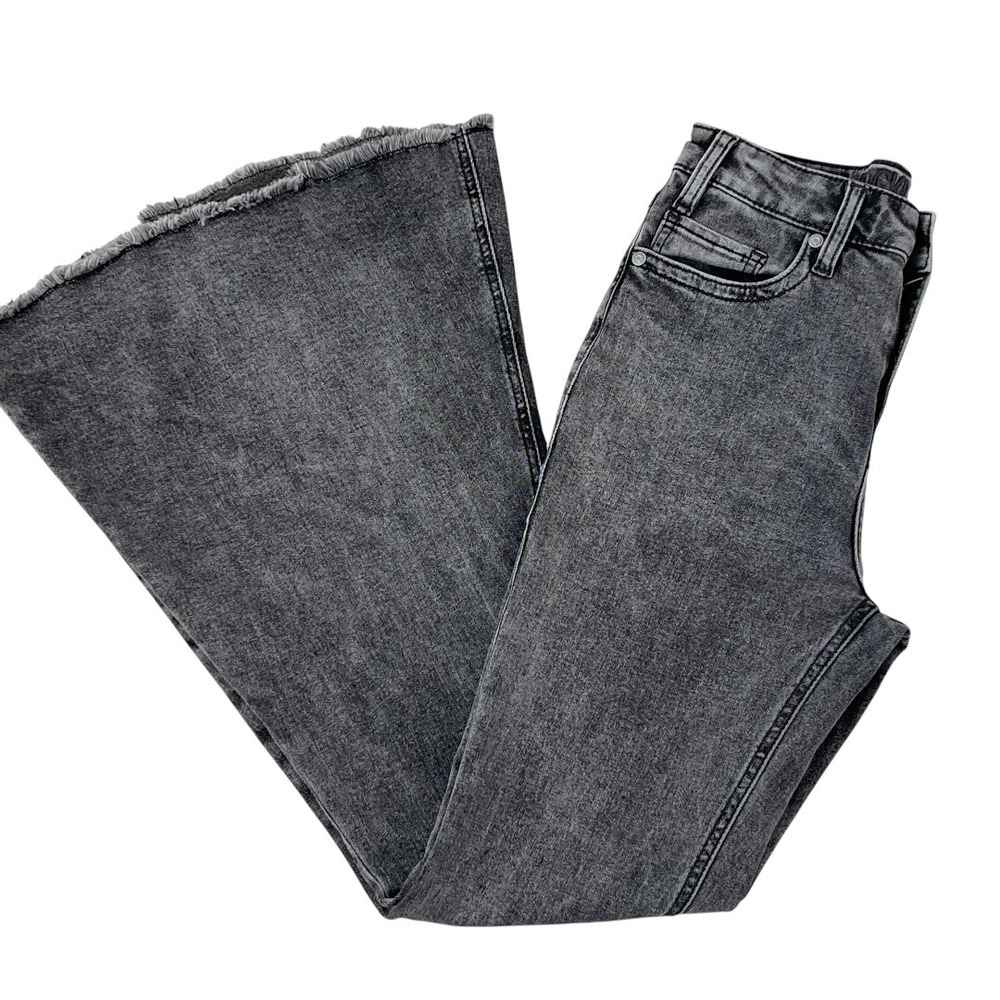 Rock & Roll Denim Bell Bottom Jeans Womens 26 Black Excellent High Rise Flare - Picture 12 of 15